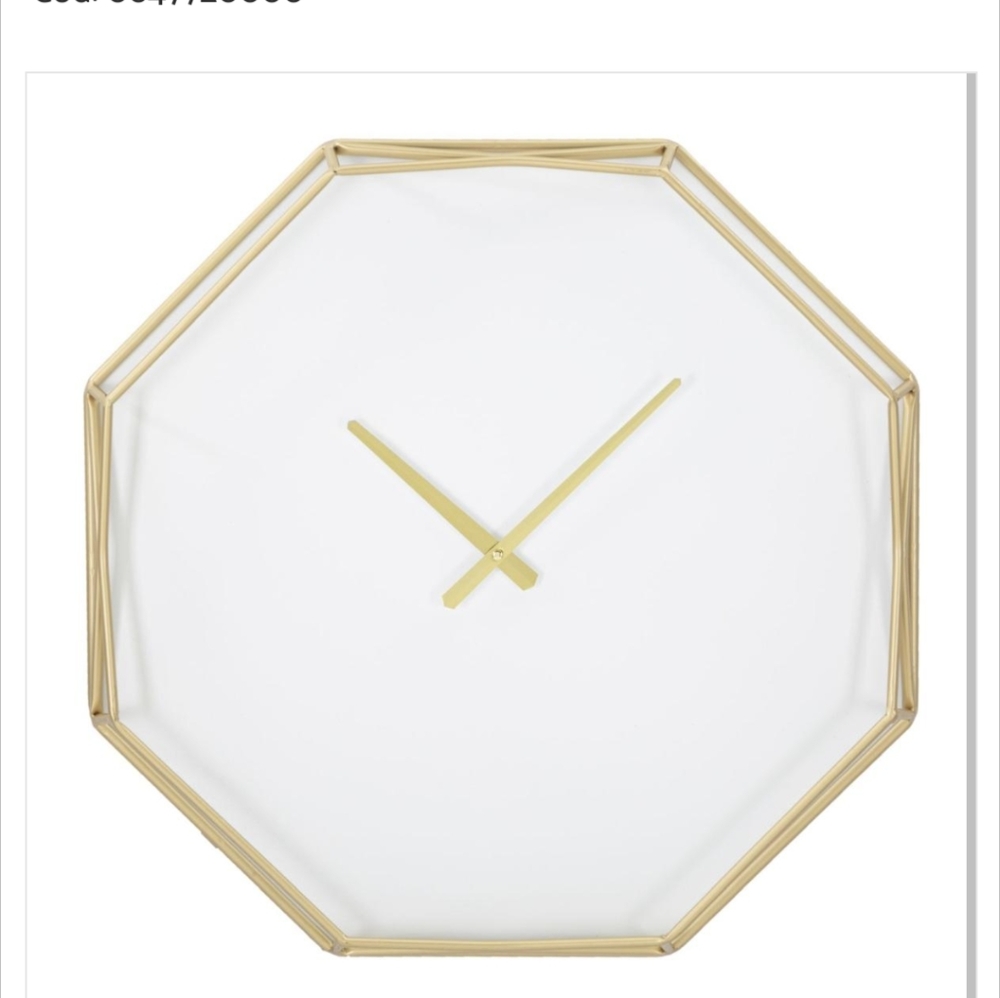 Modern Gold Plated White Faced Octagon Clock